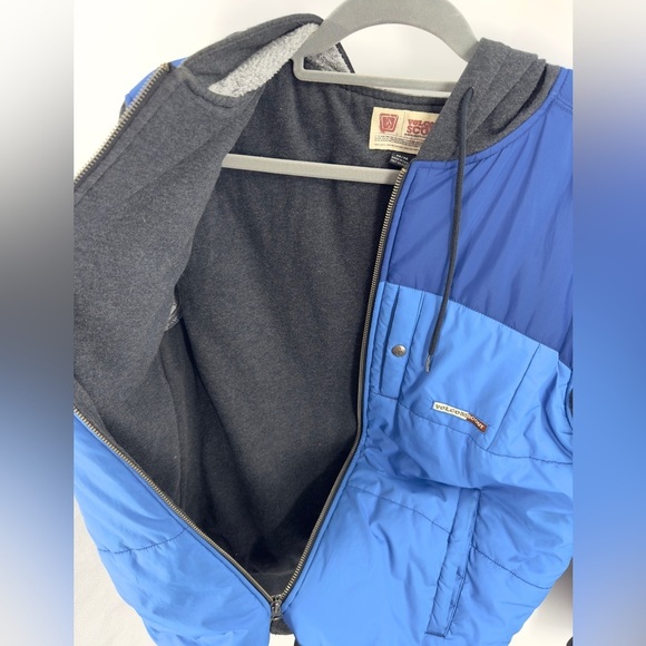 Volcom Scout Mens Puffer Jacket Size M Blue Full Zip Colorblock Hoodie Coat Vtg - Picture 5 of 11